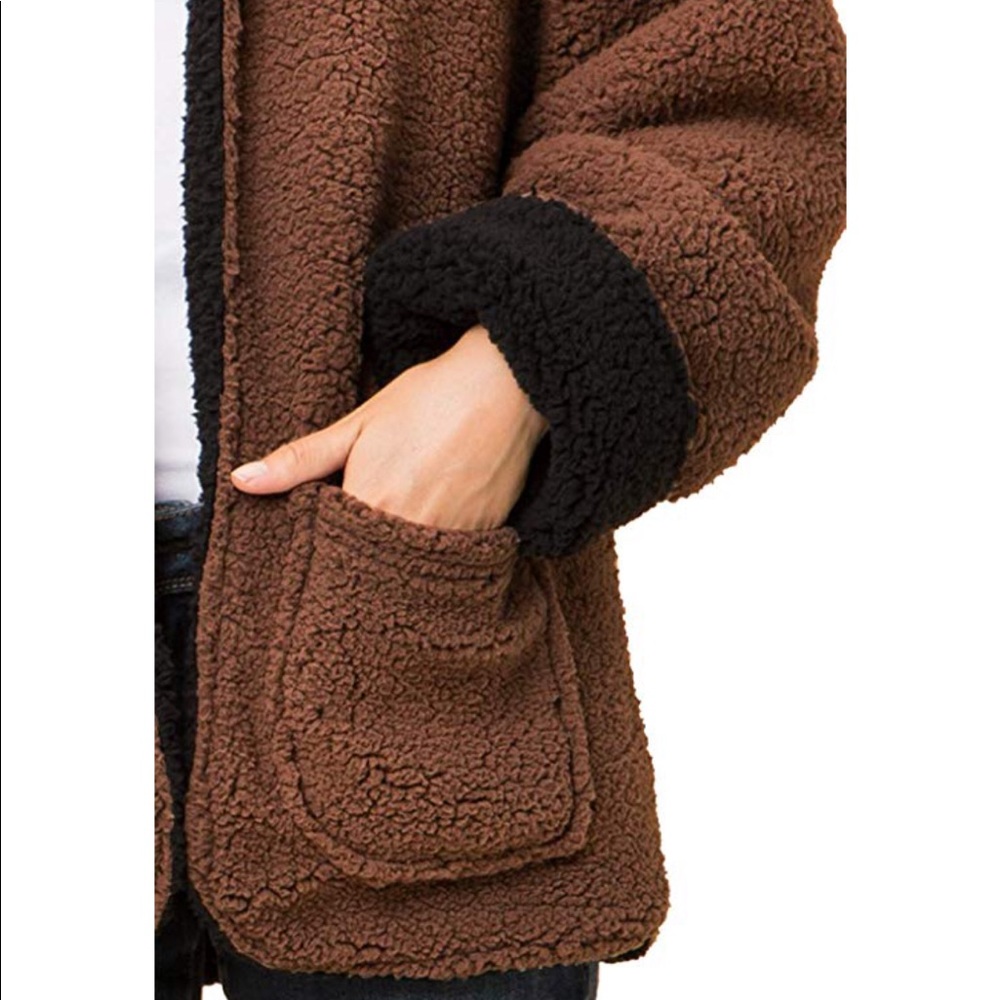 Reversible faux fur Sherpa teddy bear jacket black - Picture 8 of 8